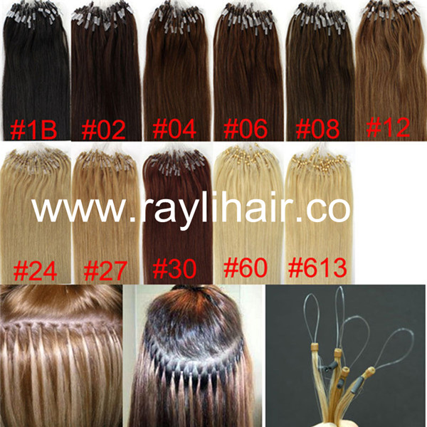 100% human hair micro ring loop hair extension