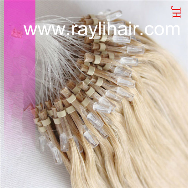 blonde color silky straight micro ring hair extension
