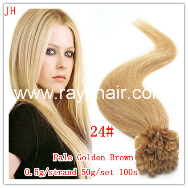 blonde color U tip keratin hair extension